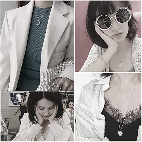 Dtja Boho Moon Necklace for Women Girls Sterling Silver Simple Delicate Crescent Half Moon Phase Karma Choker Pendant Necklace Adjustable Chain Handmade Hammered Jewelry4