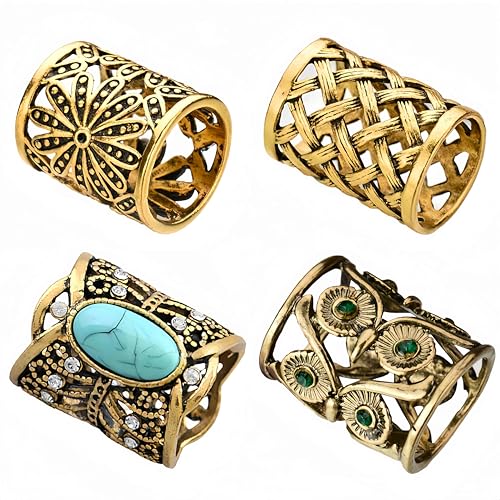 Image of SYWDUDUCLT Scarf Ring for Women's Shawl, Silk Neckerchief, Tshirt, Gold /Sivler, S /M /L, 2 Pcs