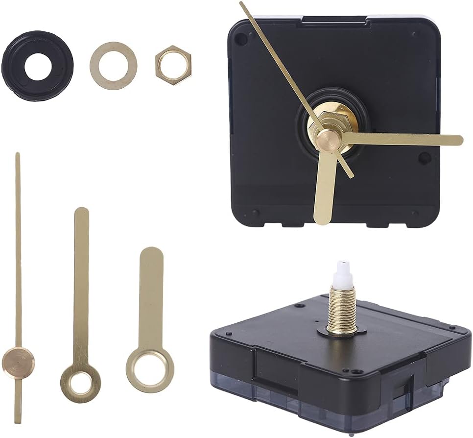 1 Pcs Clock Mechanism, Quartz Movement Replacement, Silent Quartz Wall Movement Mechanism Battery Operated with 20mm/0.79 Inch Shaft Length, 51mm/2.02 Inch Long Hands