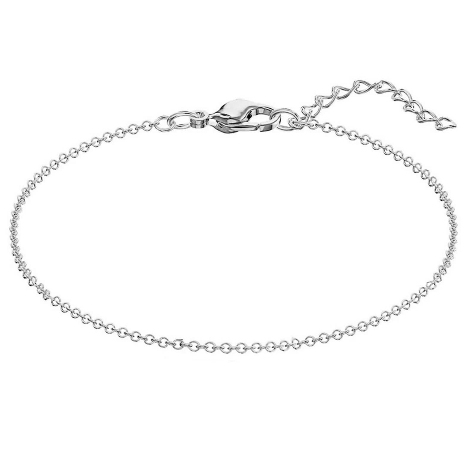 Cavigliera in oro bianco 585 14 carati, 14 carati, in oro 14 carati, per donna, boho, estate, spiaggia, per adolescenti, ragazze, madri e ragazze, lunghezza 30 cm