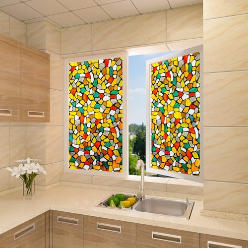 Image of WOO Home Frosted Glass Window Film & Stickers (12 X 48 INCH) Privacy Window Cover for Home & Office - Easy Apply, UV Protection, Removable Decorative Film (Colour 3D Stone Film | 1 X 4 SQFT)