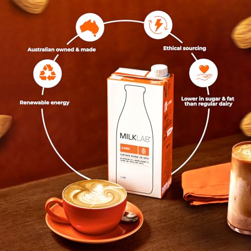 Image of MILKLAB Almond Barista Milk 1L | Made with 100% Aussie Almonds | Plant-Based Milk for Coffee | Smooth, Nutty & Velvety | Dairy-Free, Low Sugar, Gluten-Free | Cafe-Style Almond Milk for Home Baristas