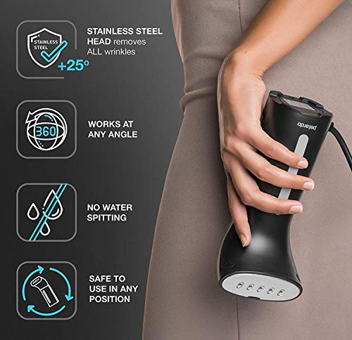 Steamer For Clothes, Hand Held Portable Travel Garment Steamer, Metal Steam Head, 25S Heat Up, Pump System, Mini Size, Handheld Steamer For Any Fabrics, No Water Spitting, 120V Black #TOP2