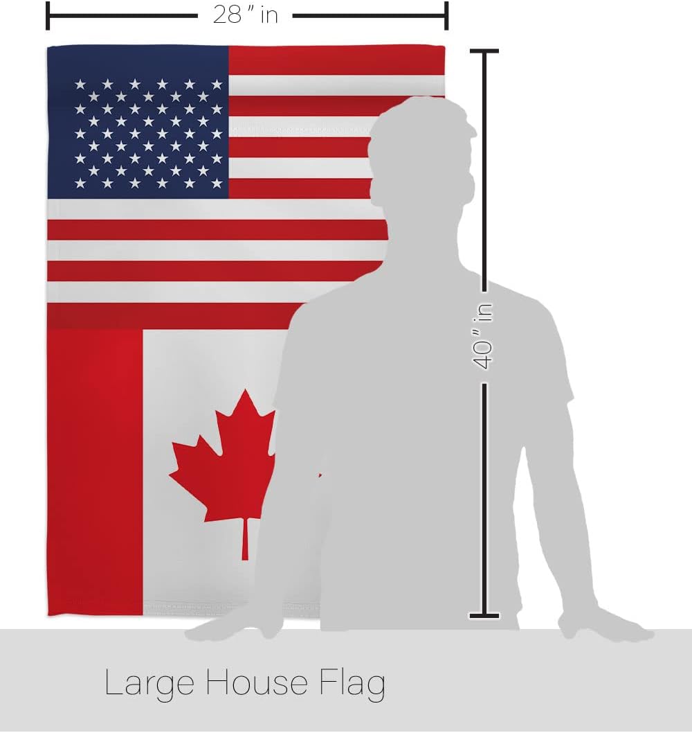 Canada US Friendship House Flag - Regional Nationality Nation International World Country Particular Area - Decoration Banner Small Garden Yard Gift Double-Sided Made in USA 28 X 40