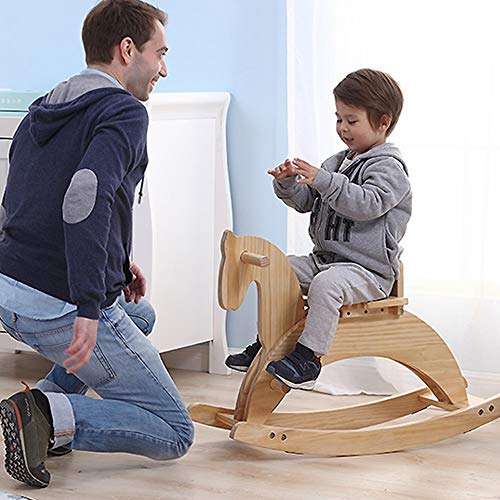 LYXCM Schaukelpferd aus Holz, Vintage-Stil, braun, für Babys bis 1 Jahr, Geschenk – Bild 6