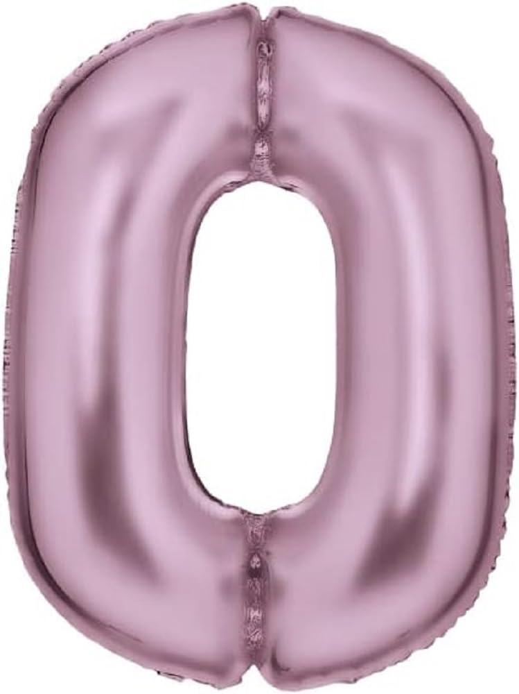 Large Number 0 Silk Lustre Pastel Pink Foil Balloon N34 Packed 86 cm
