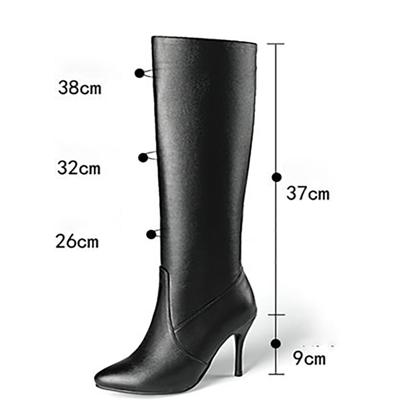 Mujer Botas Altas De Cuero con Punta Tacón Stiletto Cómodo Cremallera Lateral Panel Elástico Botas De Invierno Ligeras Botas De Montar Botines De Media Pantorrilla
