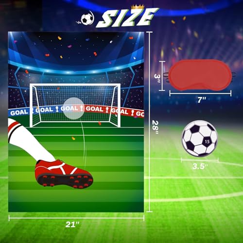Image of WERNNSAI Soccer Party Game for Kids Sports Themed Party Decorations | Pin The Soccer on The Goal,Football Party Games for Classroom Activities,28 inch x 21 inch Poster with 24 Stickers and Blindfold