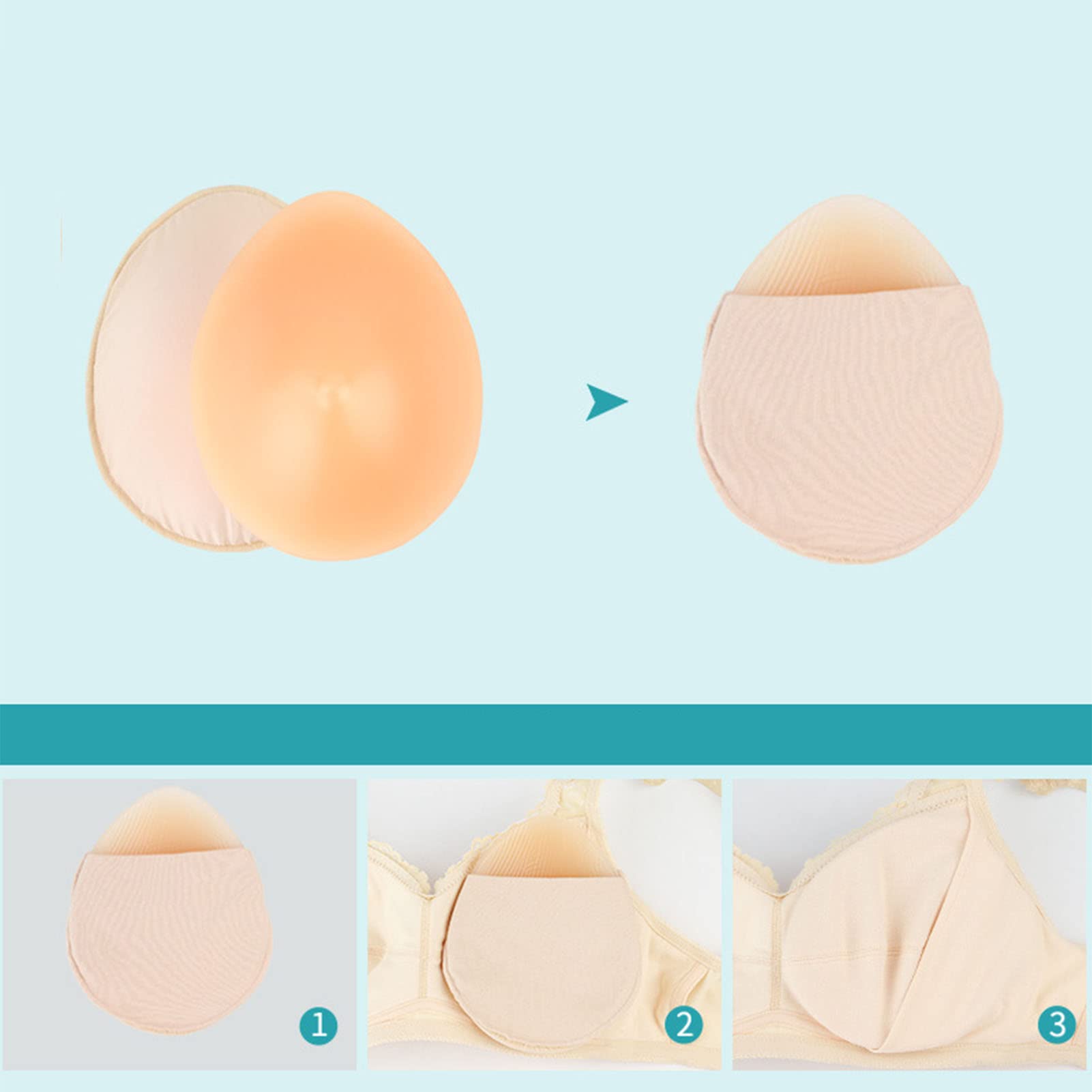 Forme del Seno in Silicone, Reggiseno di Simulazione 120 G con Inserti di Tette Finte, Seni Finti a Forma di Goccia, Protesi per Mastectomia, Transgender, Pezzo Singolo