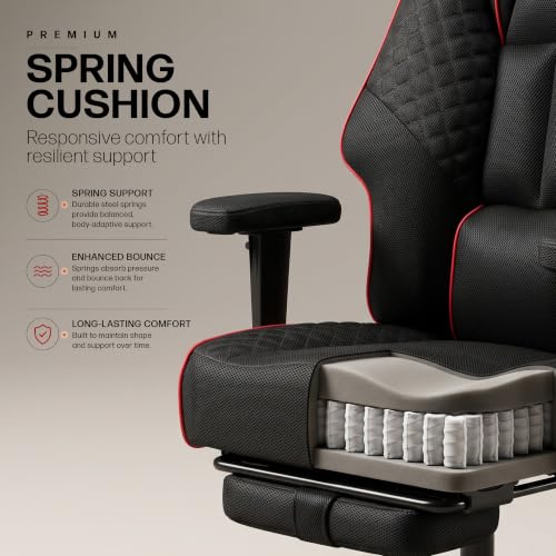 Image of DROGO Majestic Ergonomic Office Chair for Work & Home 400LBS | Big and Tall Boss Chair for Office with High Cushion, Lumbar Support, Padded Armrest, 135 Recline & Footrest,1 Yr Warranty (Black&Red)