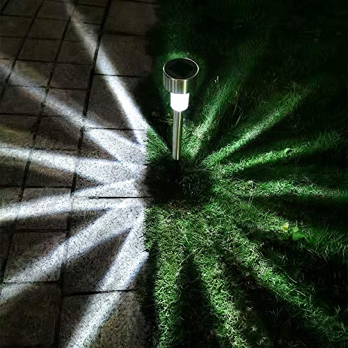 Solar Lights Outdoor, Stainless Steel LED Landscape Lighting Solar Powered Outdoor Lights Solar Garden Lights for Pathway, Walkway, Patio, Yard, Lawn - 12 Pack