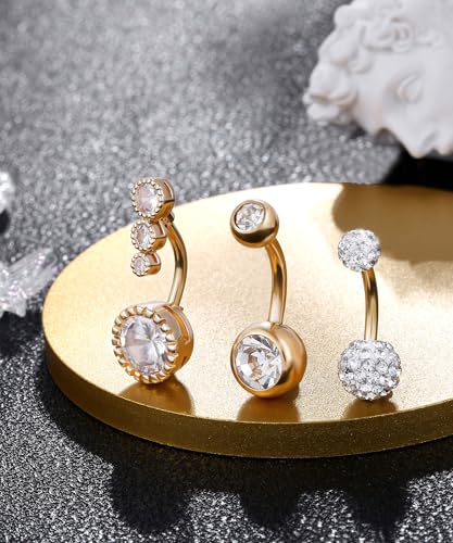 Shakalaka Surgical Steel Belly Button Ring for Women with Cute Butterfly Navel Rings Piercing Jewelry Pack3