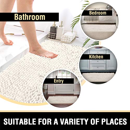 H.VERSAILTEX Bathroom Rugs Bath Mats Non Slip Chenille Bathroom Runner Rug 59x20 Extra Soft and Absorbent Shaggy Rugs Washable Dry Fast Plush Area Carpet Mats for Bath Room, Tub - Ivory by H.VERSAILTEX - Used condition - Image 6