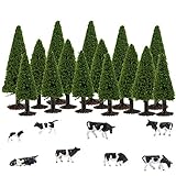  Evemodel 15 STK. Modell Bäume Laubbäume + 8 STK. Verschiedene Kühe Rinder Spur H0 1:87 Bonsai Puppenhaus Dekor