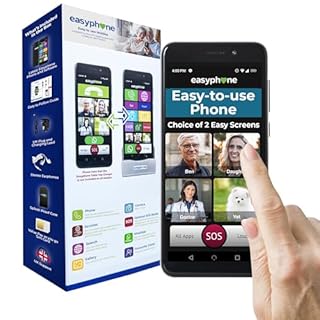 Easyphone Smartphone – Simple Easy for Seniors, 6.5" Bright Screen, Loud Clear, Handsfree, Speed dial - Camera, 4G, SOS, WhatsApp, Charging Dock & Case, All Networks, No Contract, 12-Month UK Support