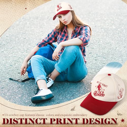 Image of JaGely Two Tone Western Cowboy /Cowgirl Trucker Hat for Women Men Gift Vintage Embroidered Country Baseball Cap