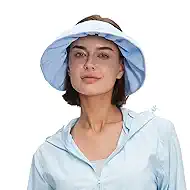 Sun Visor for Women Wide Brim Foldable UPF 50+ Sun Hat UV Protection Beach Cap Roll Up Packable Ponytail Shell Hats SLH7M217T
