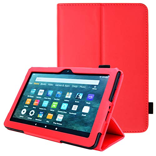 TECHGEAR Coque Compatible avec Amazon Fire HD 8 2024, HD 8 Plus Protection en Cuir PU avec Prise Main avec Fonction Mise en Veille pour Tablette Fire HD8...