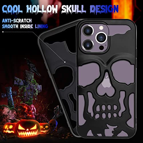 Lotadilo For Iphone 14 Pro Max Phone Case For Men, Women Cool Skull Skeleton Funny Gothic Hollow Halloween Cases For Boy Girls, Hollowed Designer Matte Shockproof Cover For Iphone 14 Promax Black #TOP2