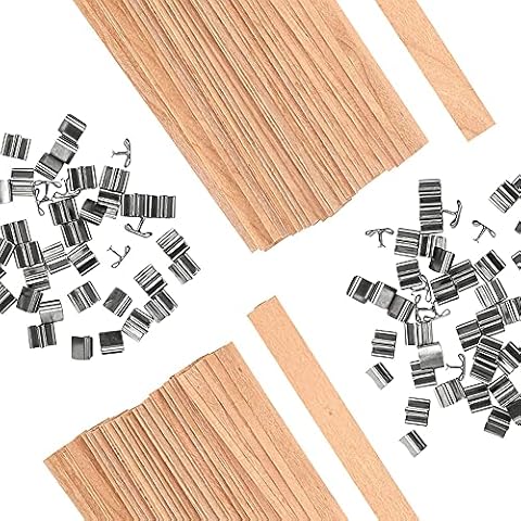 25 Sets Wood Candle Wicks with Iron Stand Smokeless Wick Natural Environmental-Friendly Wick for Candle Making Craft & DIY Handmade Candle 13 x 130mm (25 sets) Cover