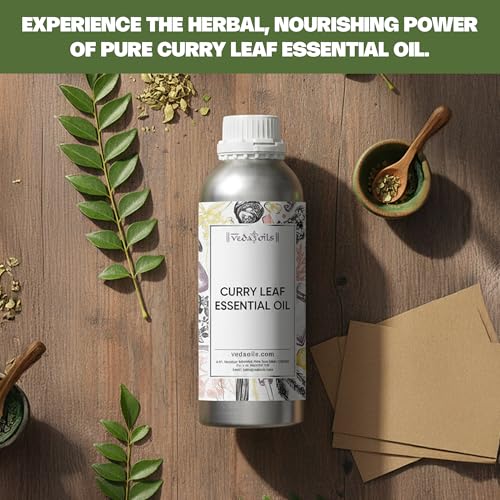 Image of VedaOils Curry Leaf Essential Oil 100ml | 100% Pure, Natural & Therapeutic Grade Curry Leaves Oil for Hair Growth, Skin Care, Aromatherapy & Overall Hair Care