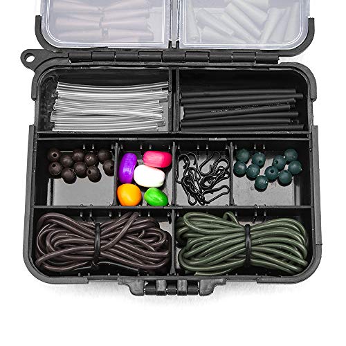 KKmoon 143 PCS Grampos de caixa de equipamento de pesca de carpa Ganchos Giros Agulhas de iscar plat