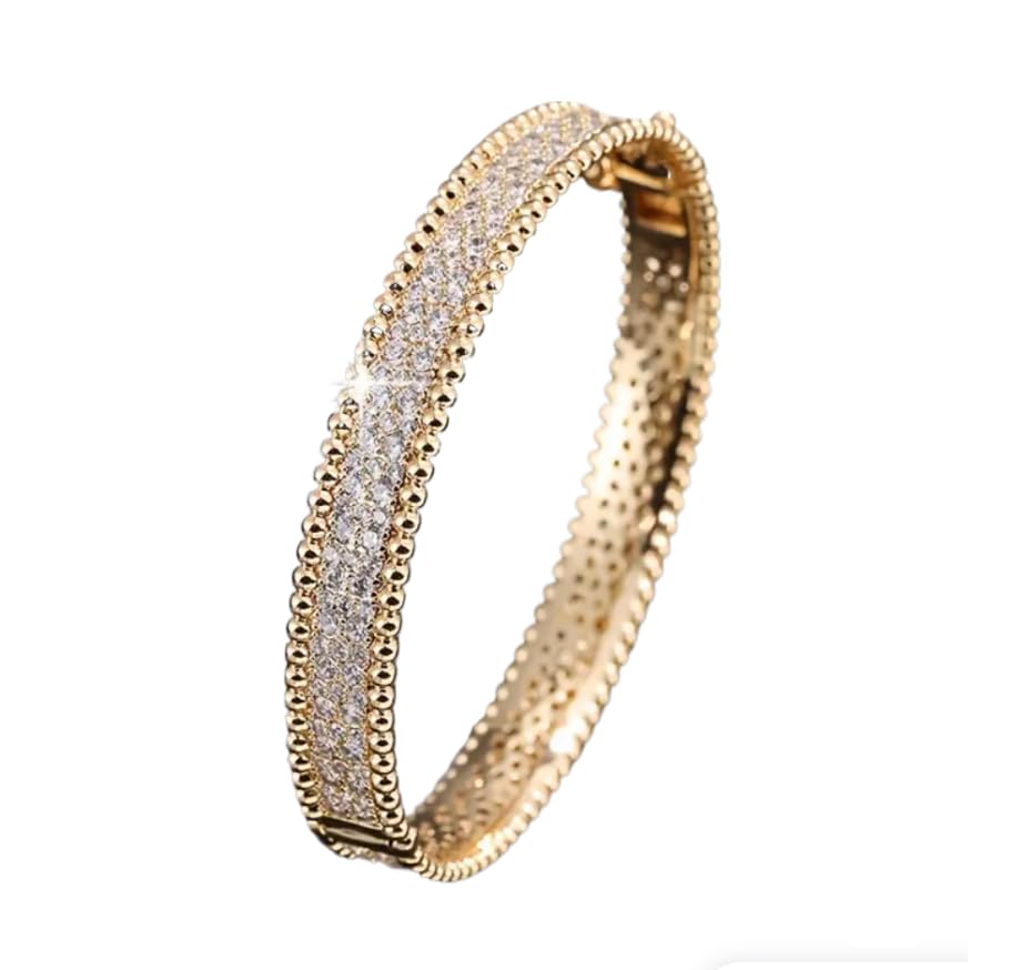14K Bangle Bracelet with Sparkling Cubic Zirconia – Elegant Single Bangle for Women