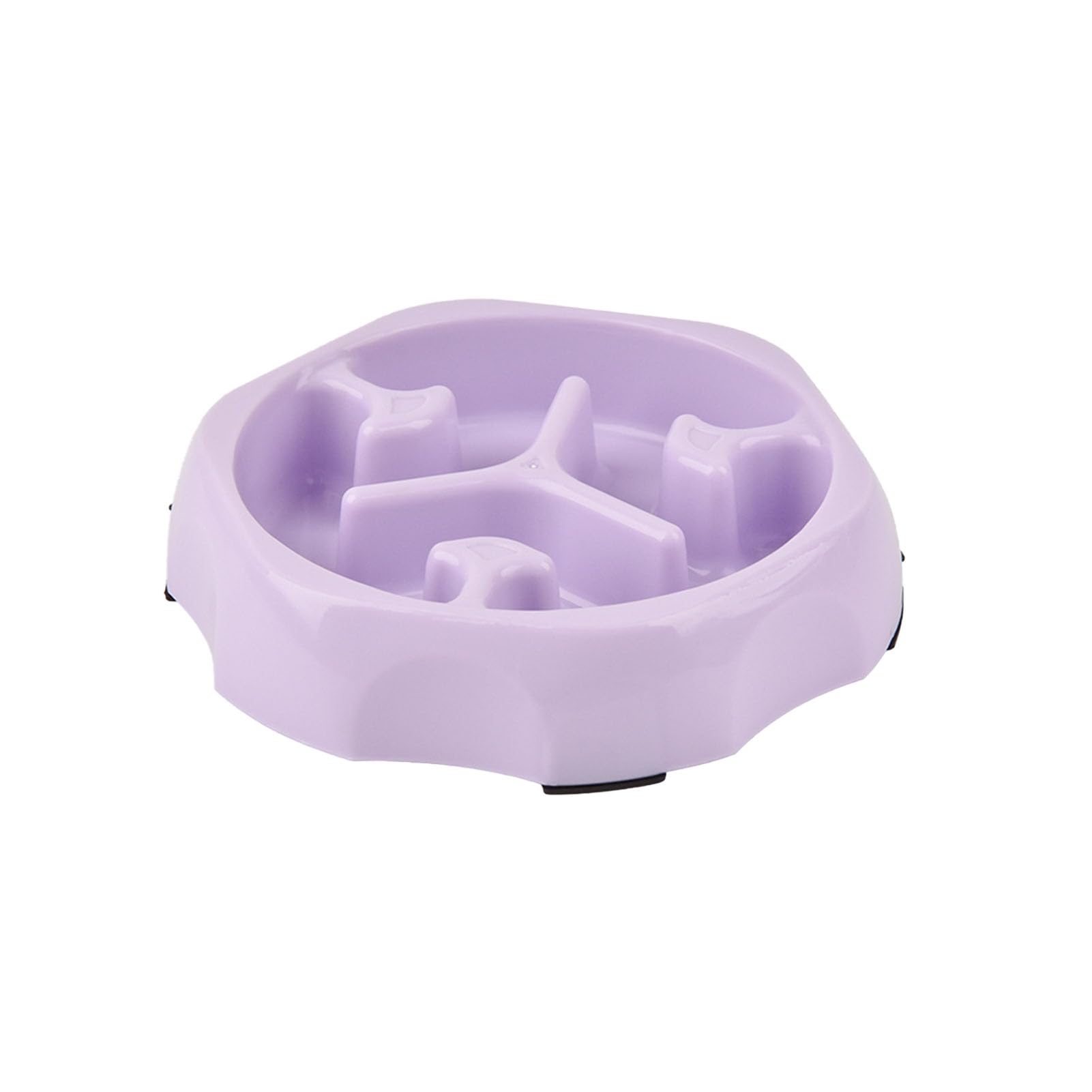Worparsen Resistant to Falling Pet Bowl Plastic Slow Feed Large Breed Feeder Dog Effective Slowing Eating Round Shape Anti-spill Food Dish Feeding Purple
