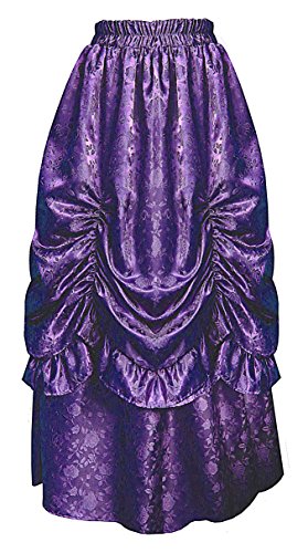 Victorian Steampunk Gothic Theater Bustle Long Satin Floral Skirt