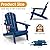 IVY&LANE Folding-Adirondack-Chairs-Set-of-2 | HDPE Plastic | Outdoor Fire Pit Chair with Cup Holder | Blue | Poly | Weather Resistant | for Patio Deck Poolside Garden Beach