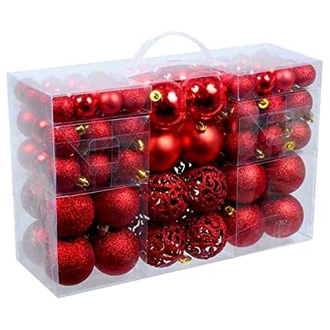 GREDIA Christmas Balls Ornaments Shatterproof Christmas Tree Bauble Balls Decorations Hanging Ball Ornament for Christmas Halloween Holiday Party Wedding Decoration 3-6cm 30mm 40mm 60mm 100Pcs (Red) Cover