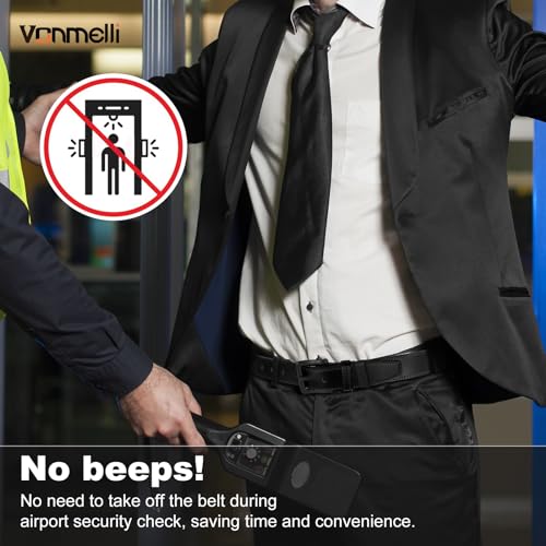 VONMELLI Nickel Free Leather Belt for Men, TSA Approved Non Metal Men’s Belt for Jeans with Hypoallergenic Buckle3