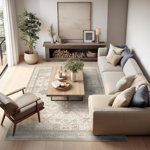 Ashler Boho Area Rug, 6x9 Vintage Carpet for Living Room,