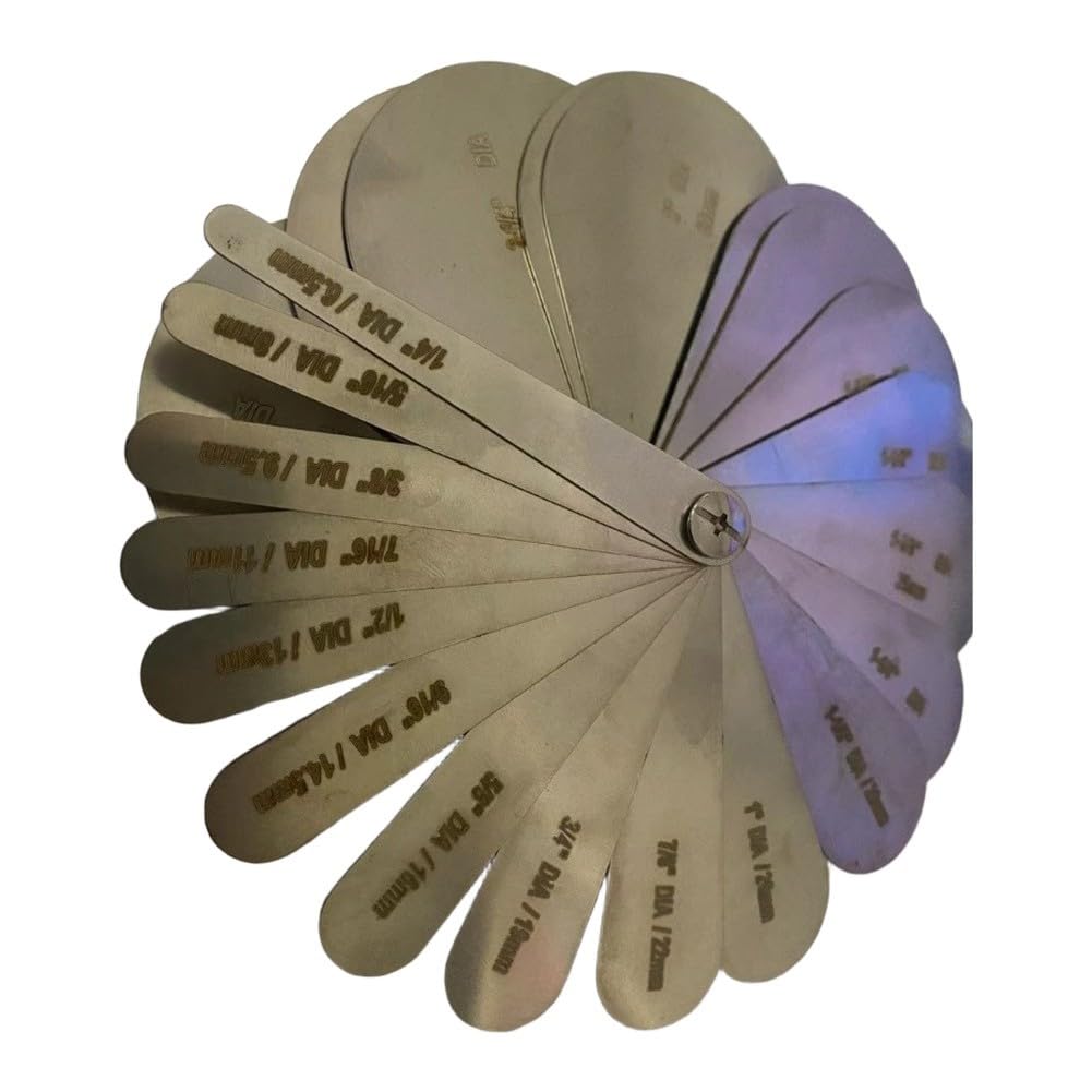 Kit de calibre de ranura de polea de acero inoxidable, 22 piezas de cuerda de alambre probador de profundidad de desgaste de polea, 6,5 mm a 54 mm y 0,6 cm a 5,1 cm para rango, grúas de