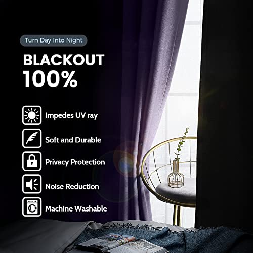 Image of SimpleHome Lilac 100% Blackout Curtains Room Darkening Living Room 72 Inch