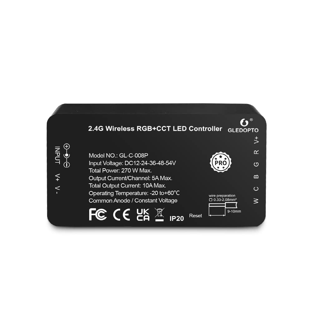 GLEDOPTO GLEDOPTO ZigBee 3.0 RGBCCT LED Controller with Reset Button for RGB WWCW Strip Light APP Voice Control(ZigBee Hub Required)