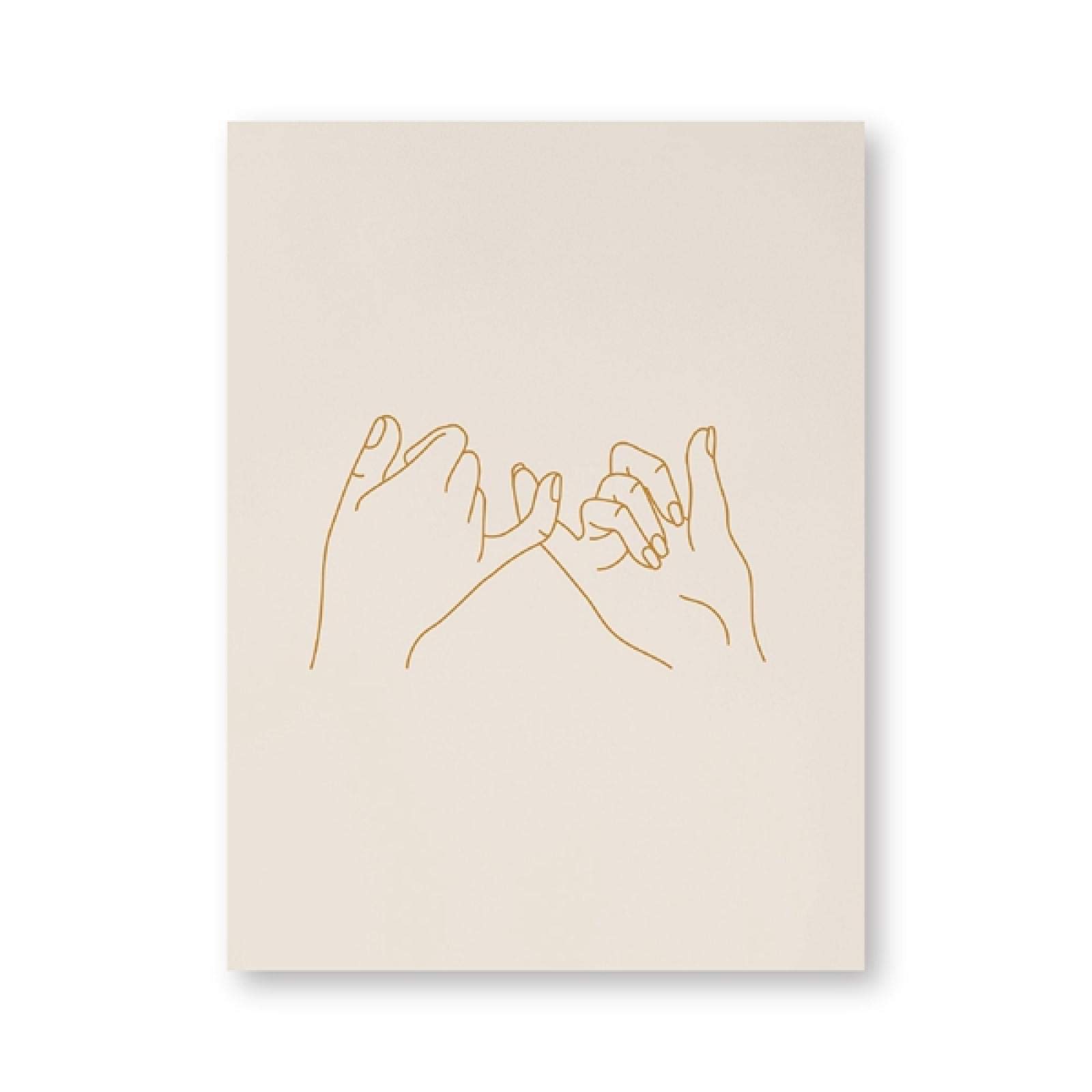 Jianghu Art No Frame Pinky Swear Line Drawing Hands Art Painting Prints, Pinky Promise Hands Canvas Poster, Love Couple Bedroom Wall Decor 20X30cm