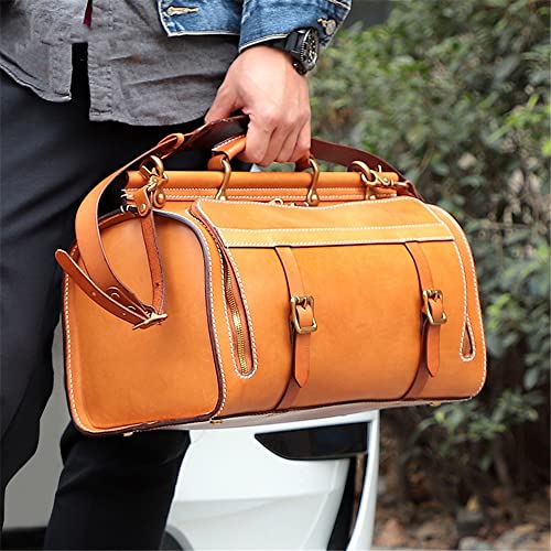 Handmade Duffel Bag Hand Travel Bag Retro Messenger Fitness Bag Large Capacity Bag (Color : A Size : 24 * 21 * 39cm)2