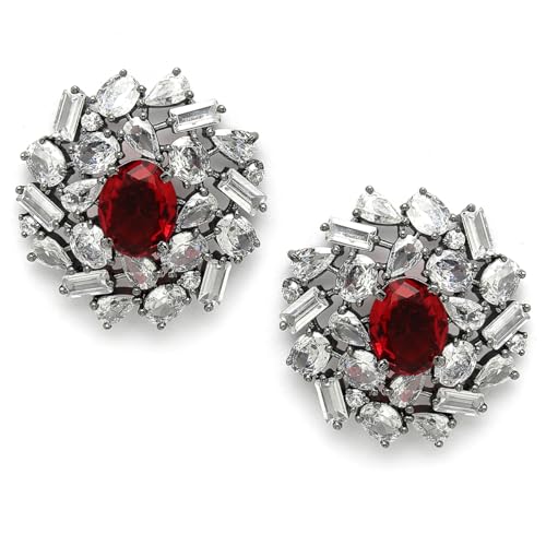 Image of Karatcart Women Green American Diamond Stud Earrings