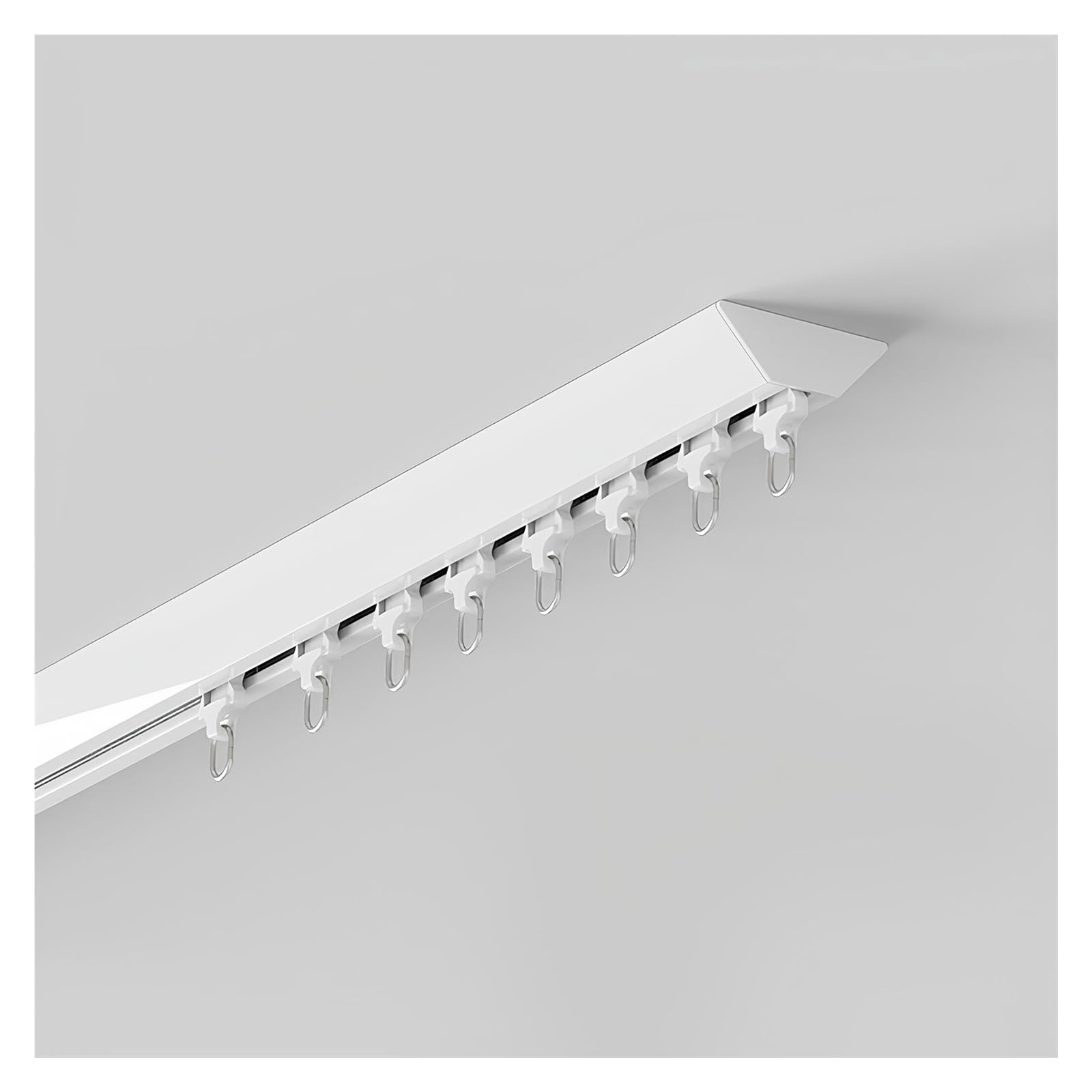 Ultra cienka szyna sufitowa V-Sd 1,4 cm, wąska, aluminiowa, cicha, niewidoczna szyna do intensywnego zaciemnienia, bez wspornika, ścianka działowa, biała, 200 cm