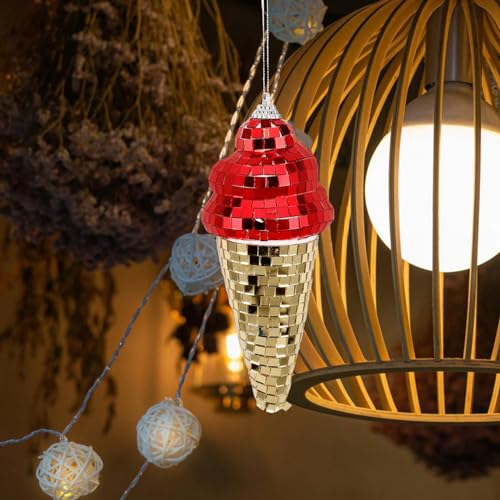 Adornos de bola espejada con forma de helado para fiestas, decoración colgante para salas, discotecas y eventos miniatura 3