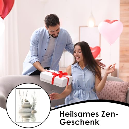 Leseogye Bilder Badezimmer, Leinwand Zen Steinstapel Badezimmer Bilder Wasser Motiv Meditativ Ruhevoll, Wall Art für Yoga Raum Wellness Spa Meditation Bad Wohnzimmer Deko (40x30cm Ohne Rahmen)