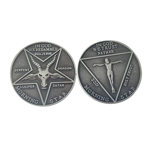 CAROUN Lucifer Morningstar Satanic Pentecost Cosplay Coin Commemorative Metal Prop Coins Gift Non Currency Coin Art Collection