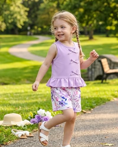 Image of Weebaby Toddler Girl Clothes Baby Summer Outfits Sleeveless Halter Top Ruffle Short Set Cute Kids Clothes Girls