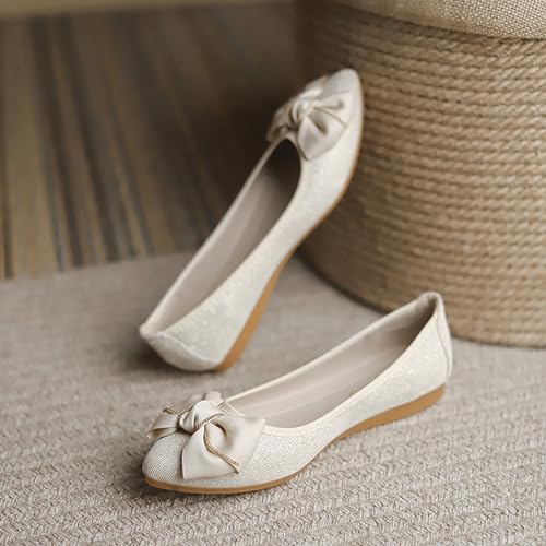 Women's Flats, Foldable Ballet Flats for Women, Fashion Bow Tie Pionted Toe Comfort Lightweight Slip-On Dress Shoes4