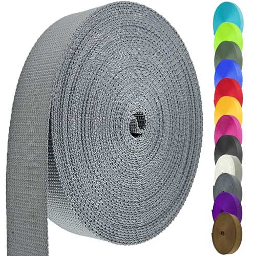 Image of Nylon Webbing 1 Inch 1.5 Inch, Heavy Duty Nylon Webbing Strap 12 Yard,Durable Strapping for Indoor or Outdoor Gear, DIY Crafting, Repairing (Gray, 1 inch-12 Yard)