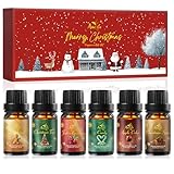 Christmas Essential Oil Set | 6 Pack Holiday Fragrance Oils for Diffuser, Candle Making | Christmas Tree, Spice, Gingerbread, Apple Cider, Candy, Cranberry | Aromatherapy Gift Set for Home & Women