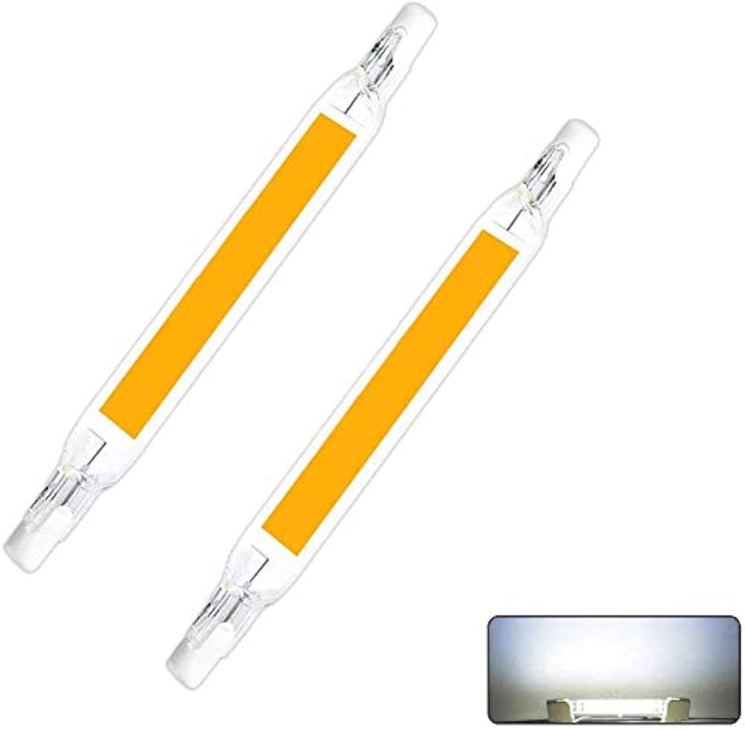 2PCS R7S Non-dimmable LED Light Bulb, 5W/78mm 230V Non-dimmable COB LED R7S Lamp Base Floodlight Linear Light, 360°Beam Angle (Warm White (2700K-3000K))
