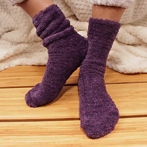 Image of BambooMN Women's Super Soft and Cozy Feather Light Fuzzy Socks - Multiple Color Options - Two Sizes - Value Packs