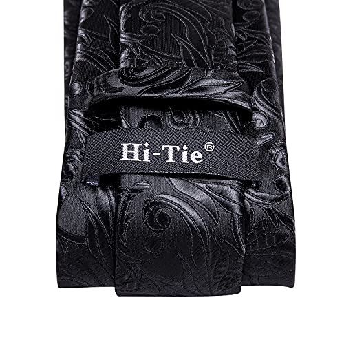 Image of Hi-Tie Men Ties Sets Silk Stripe Paisley Necktie Pocket Square Cufflinks for Business Wedding